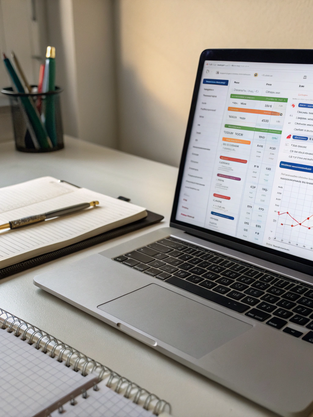 Task management dashboard with organized lists