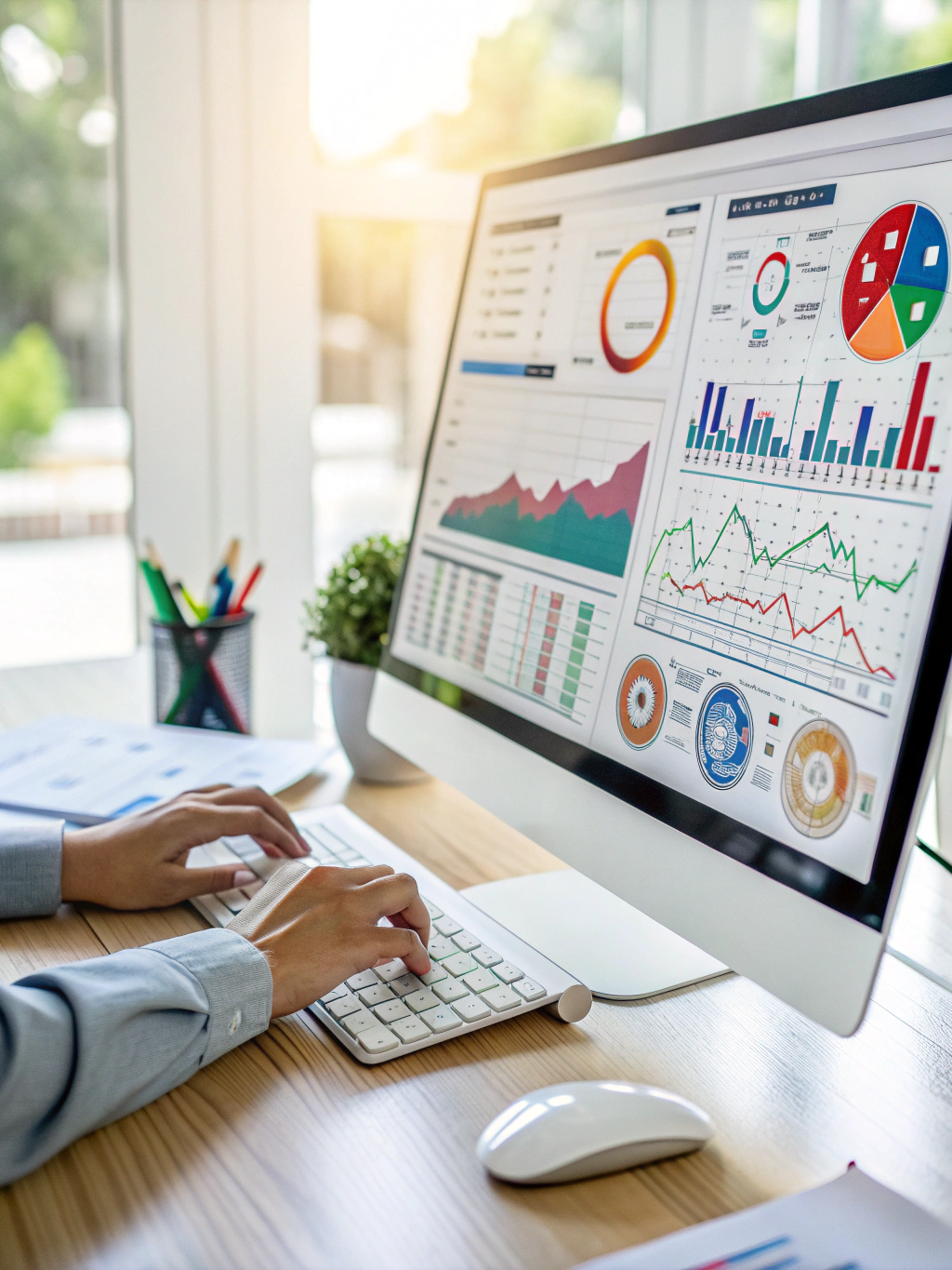 Time tracking dashboard with analytics charts